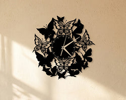 Butterfly Wall Clock – Premium Black & Gold Mirror Acrylic