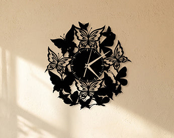 Butterfly Wall Clock – Premium Black & Gold Mirror Acrylic