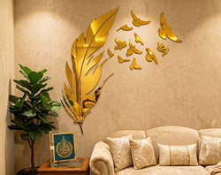Freedom – Gold & Silver Mirror Acrylic Feather & Birds _ Large
