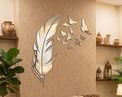 Freedom – Gold & Silver Mirror Acrylic Feather & Birds _ Large