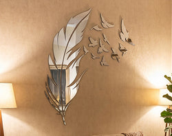 Freedom – Gold & Silver Mirror Acrylic Feather & Birds _ Large