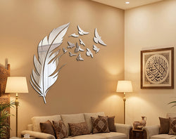 Freedom – Gold & Silver Mirror Acrylic Feather & Birds _ Small