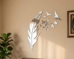 Freedom – Gold & Silver Mirror Acrylic Feather & Birds _ Small