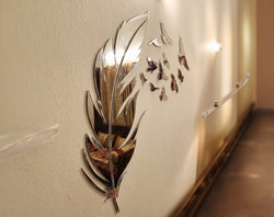 Freedom – Gold & Silver Mirror Acrylic Feather & Birds _ Small