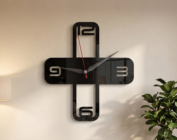 Minimalist Black Acrylic Wall Clock – Modern Contemporary Décor