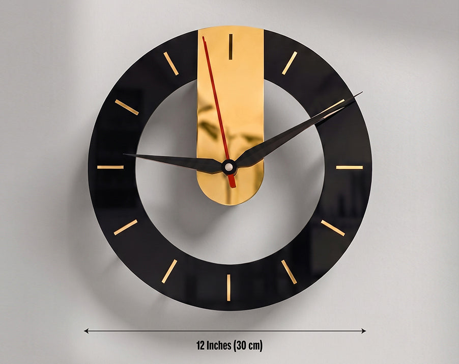 Modern Black & Gold Acrylic Wall Clock