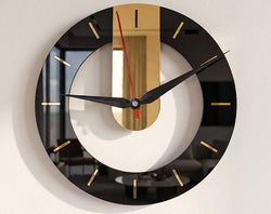 Modern Black & Gold Acrylic Wall Clock