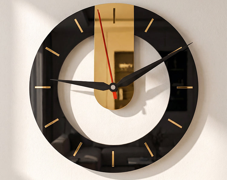Modern Black & Gold Acrylic Wall Clock