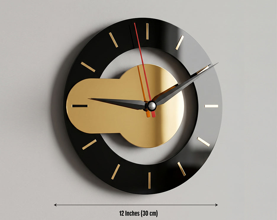 Modern Black & Gold Acrylic Wall Clock