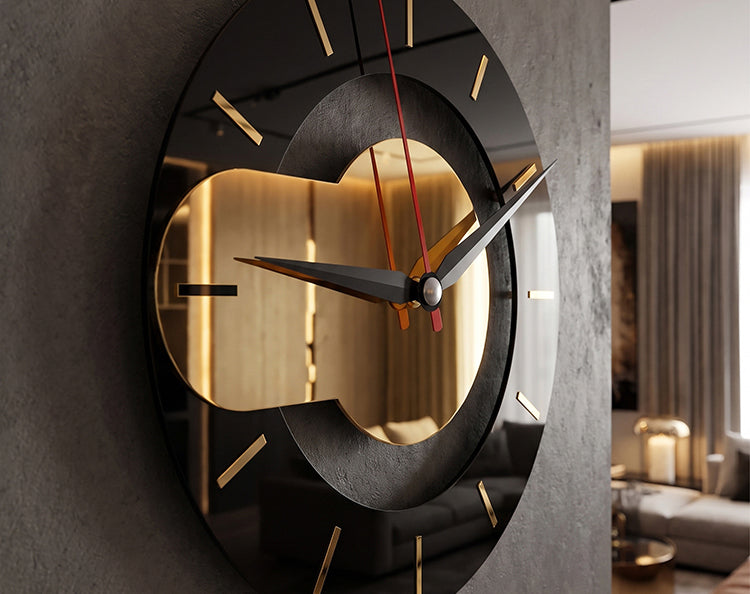 Modern Black & Gold Acrylic Wall Clock