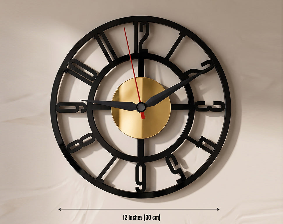 Modern Black & Gold Acrylic Wall Clock