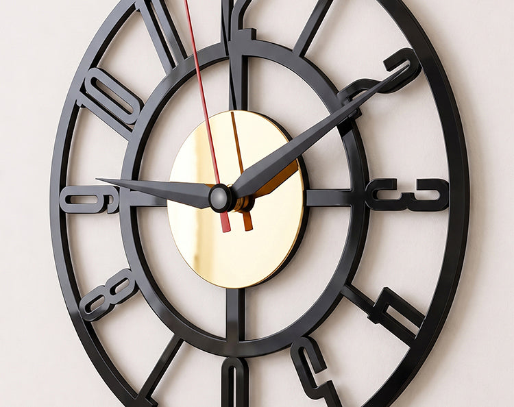 Modern Black & Gold Acrylic Wall Clock