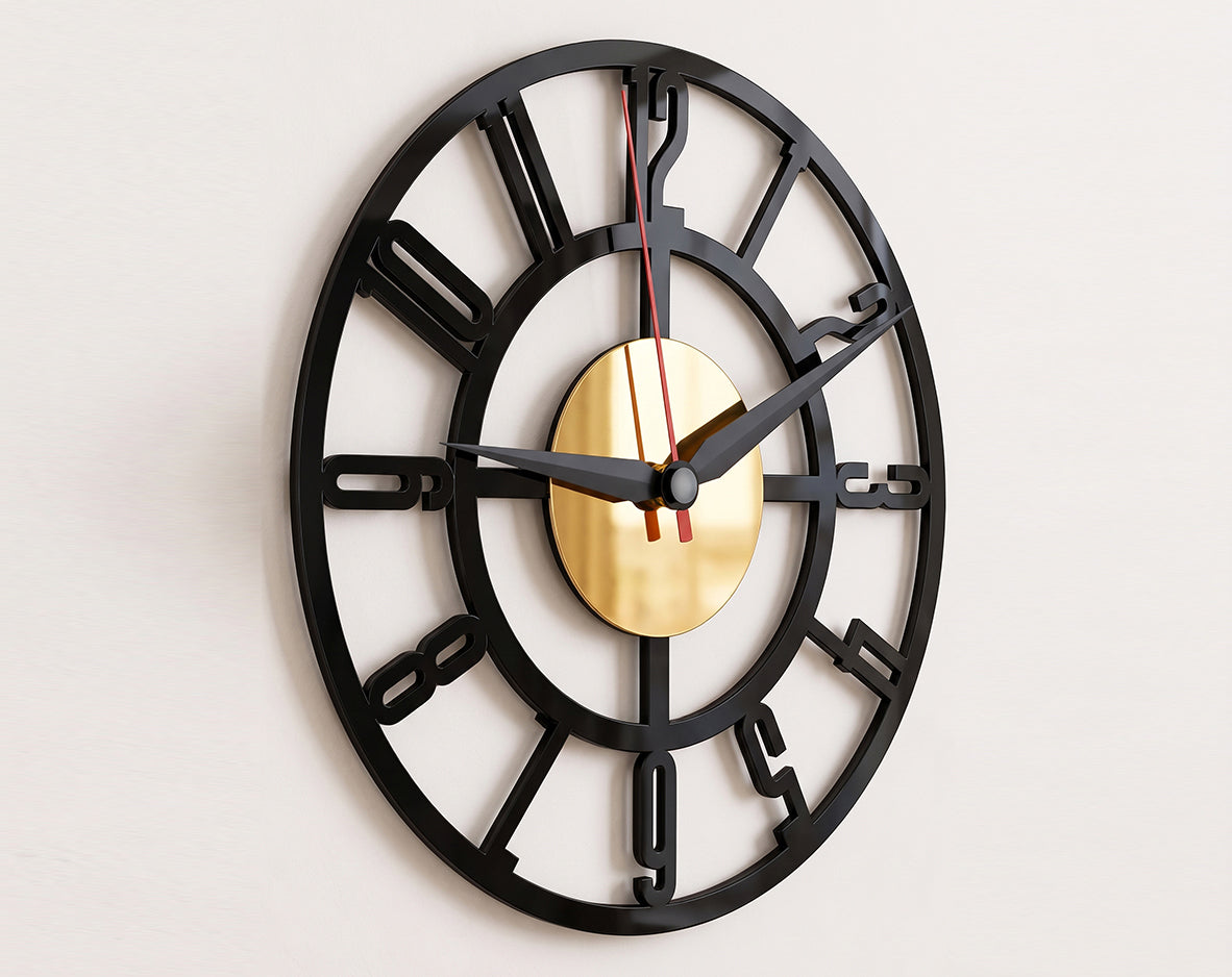 Modern Black & Gold Acrylic Wall Clock