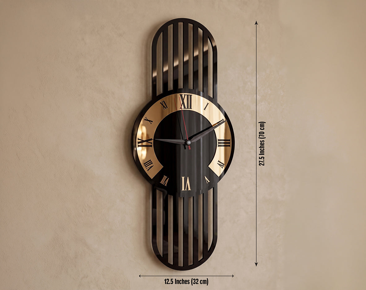Premium Black & Gold Roman Numeral Wall Clock
