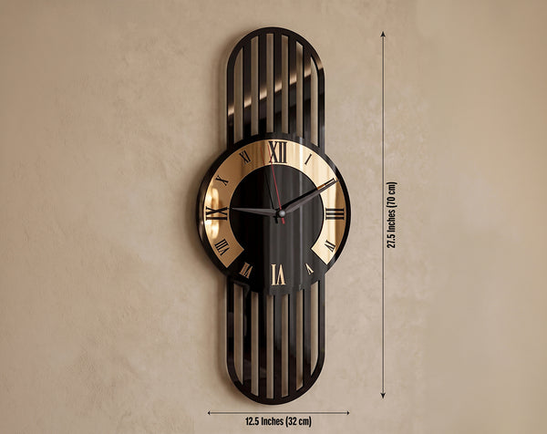 Premium Black & Gold Roman Numeral Wall Clock