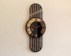 Premium Black & Gold Roman Numeral Wall Clock
