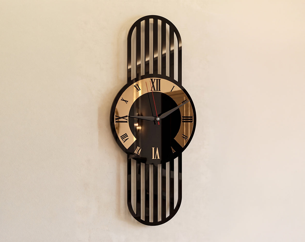 Premium Black & Gold Roman Numeral Wall Clock