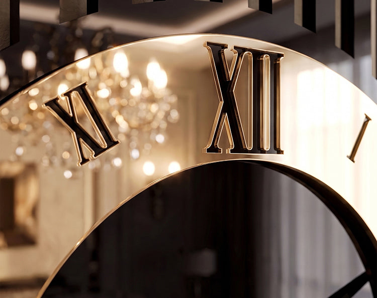 Premium Black & Gold Roman Numeral Wall Clock