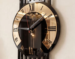 Premium Black & Gold Roman Numeral Wall Clock